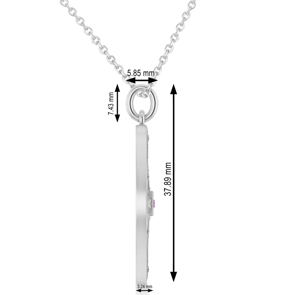 Compass Pendant For Men Pink Sapphire & Diamond Accented 14k White Gold (0.38ct)
