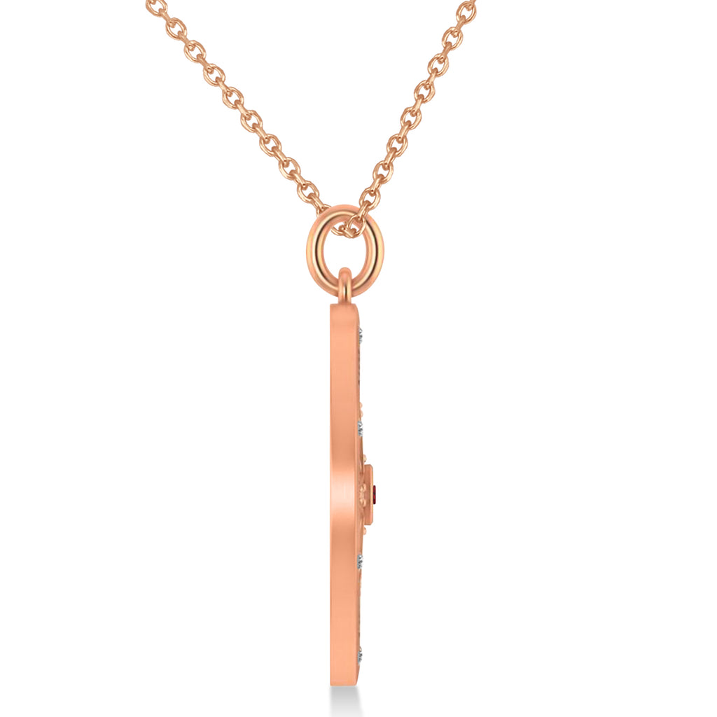 Compass Pendant For Men Ruby & Diamond Accented 14k Rose Gold (0.38ct)