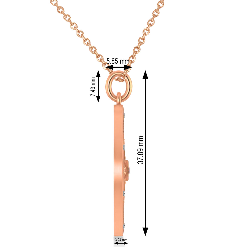 Compass Pendant For Men Ruby & Diamond Accented 14k Rose Gold (0.38ct)