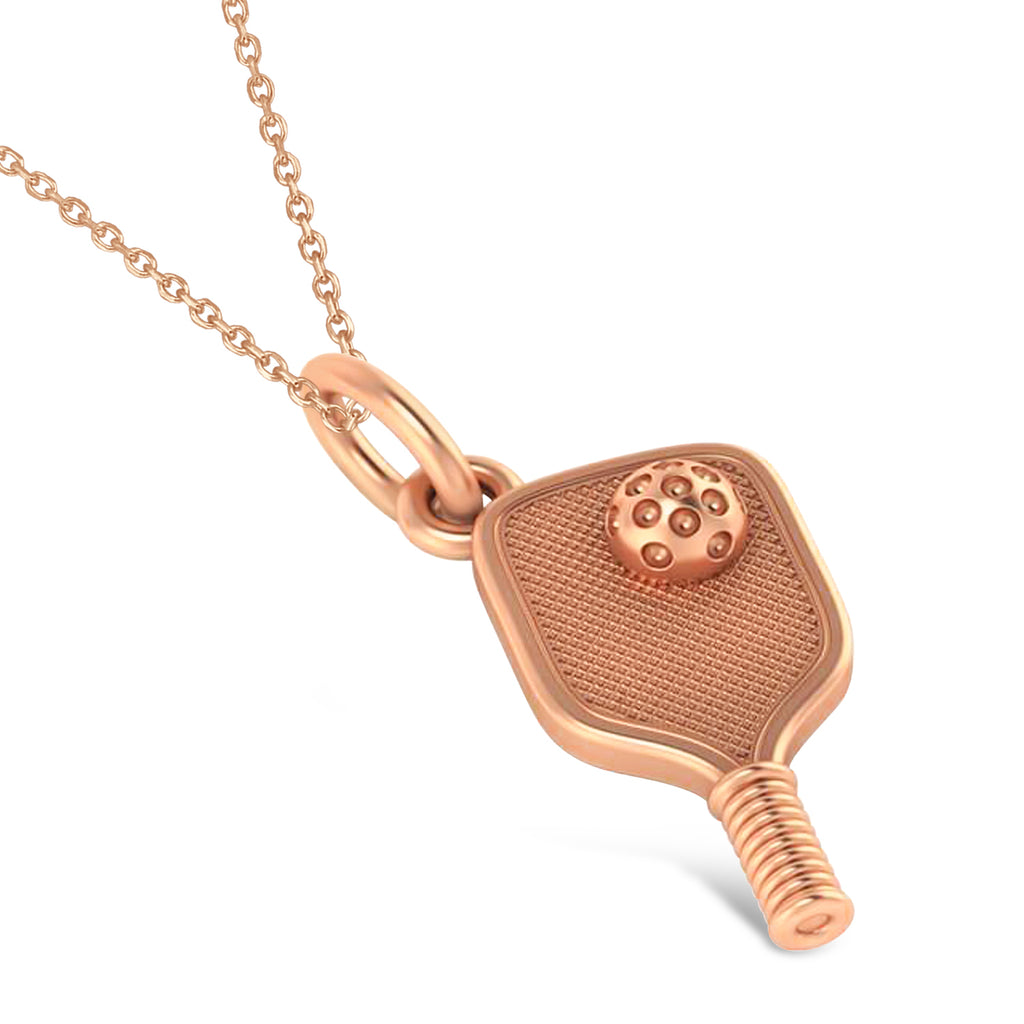 Pickleball Paddle Pendant Necklace 14K Rose Gold