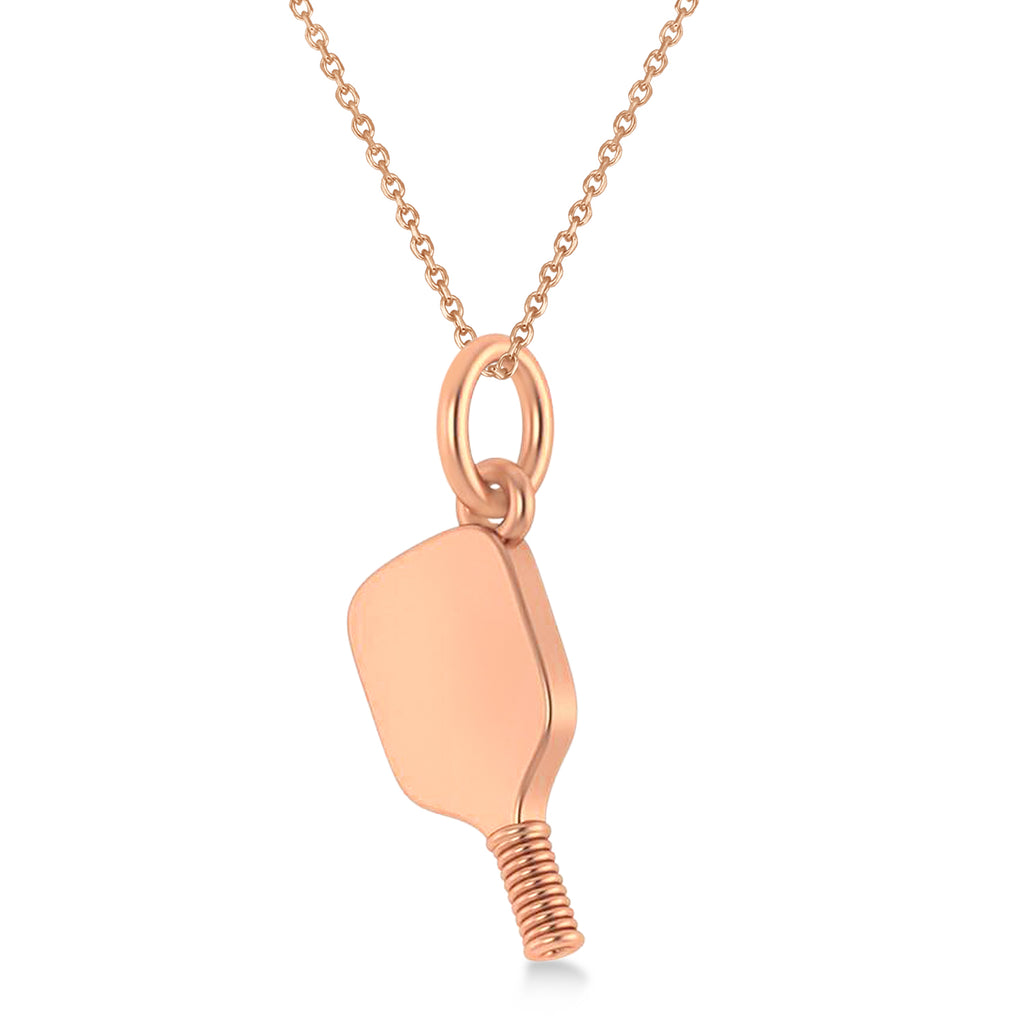 Pickleball Paddle Pendant Necklace 14K Rose Gold