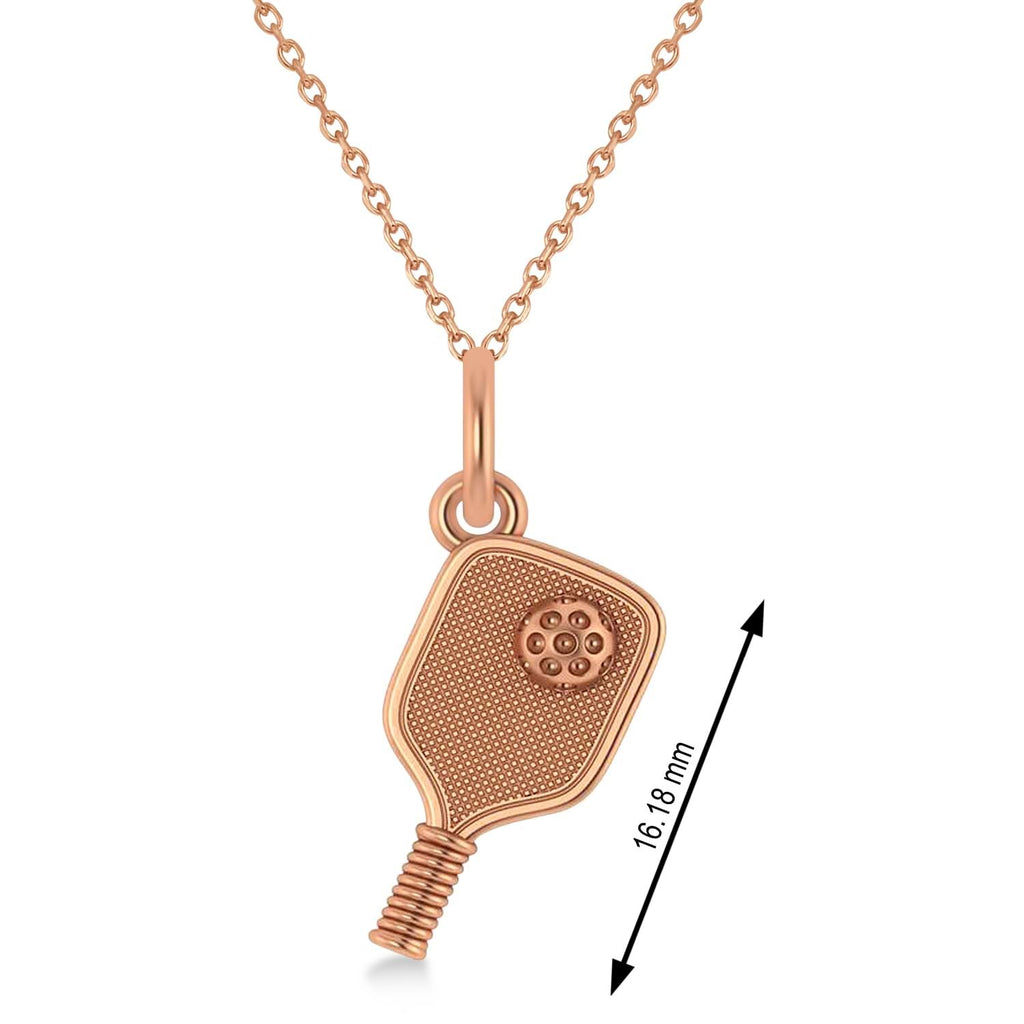 Pickleball Paddle Pendant Necklace 18K Rose Gold