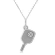 Pickleball Paddle Pendant Necklace 18K White Gold