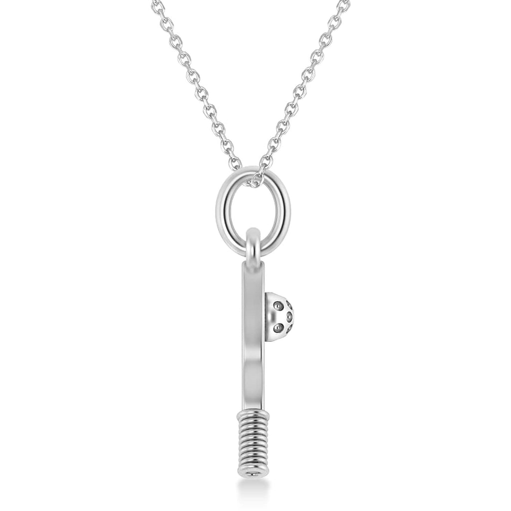 Pickleball Paddle Pendant Necklace 18K White Gold