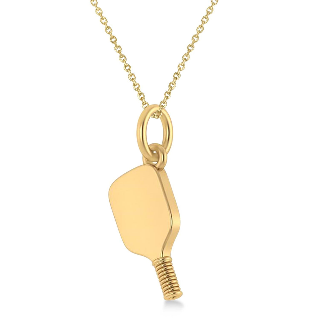 Pickleball Paddle Pendant Necklace 18K Yellow Gold