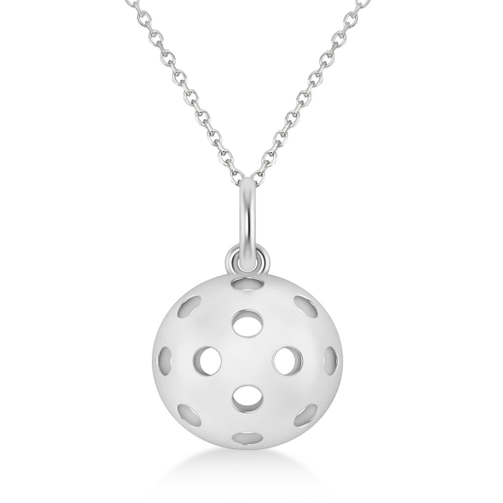 Pickleball Pendant Necklace 14k White Gold