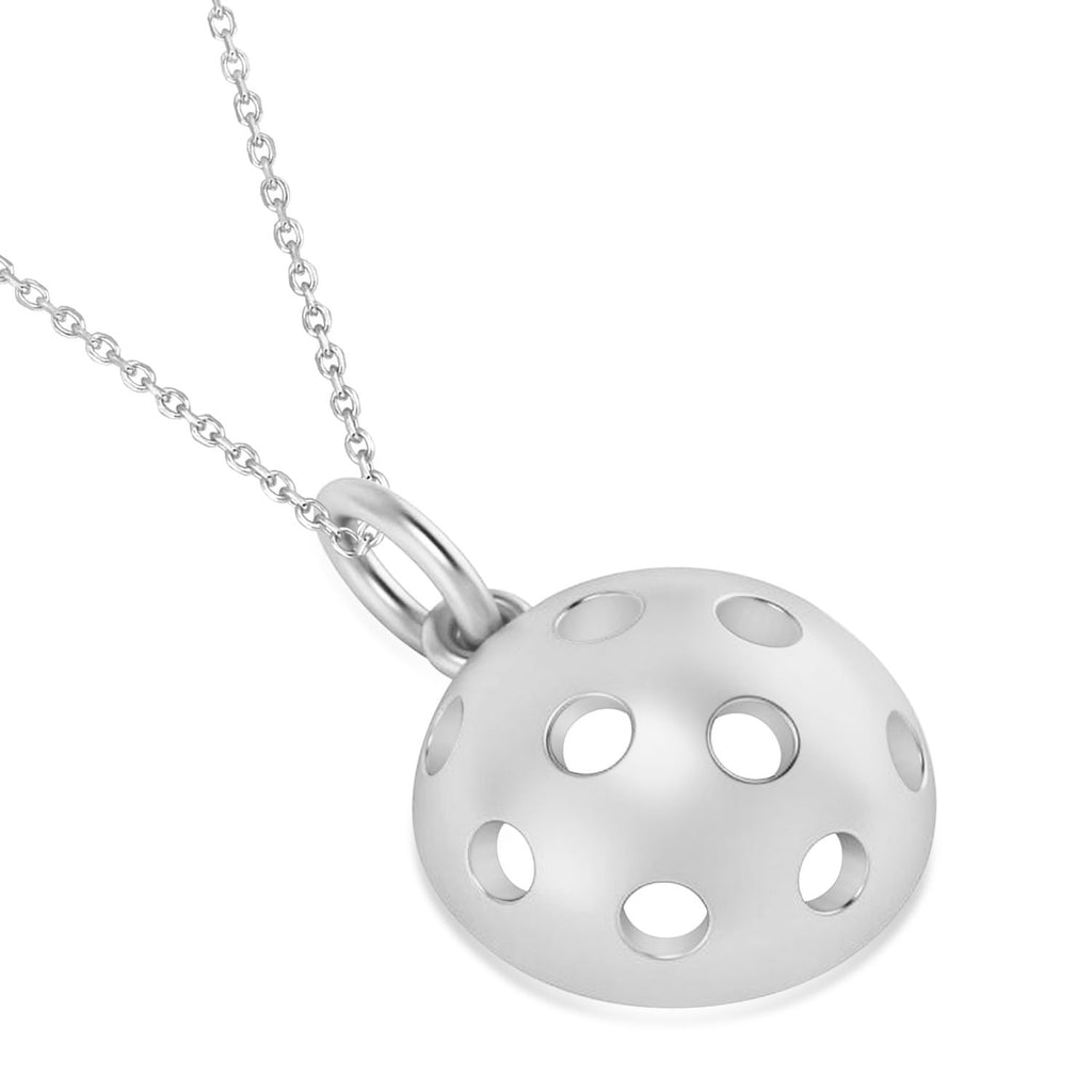 Pickleball Pendant Necklace 14k White Gold