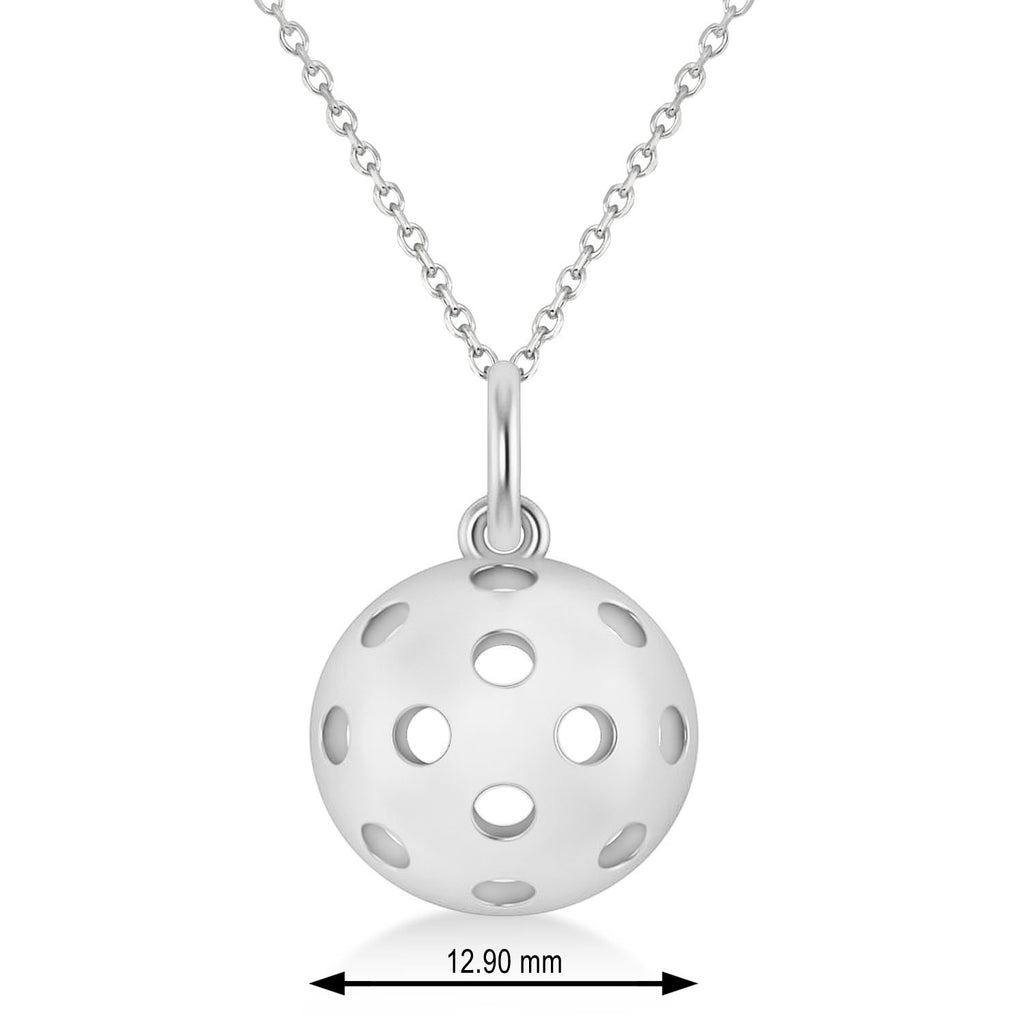 Pickleball Pendant Necklace 14k White Gold