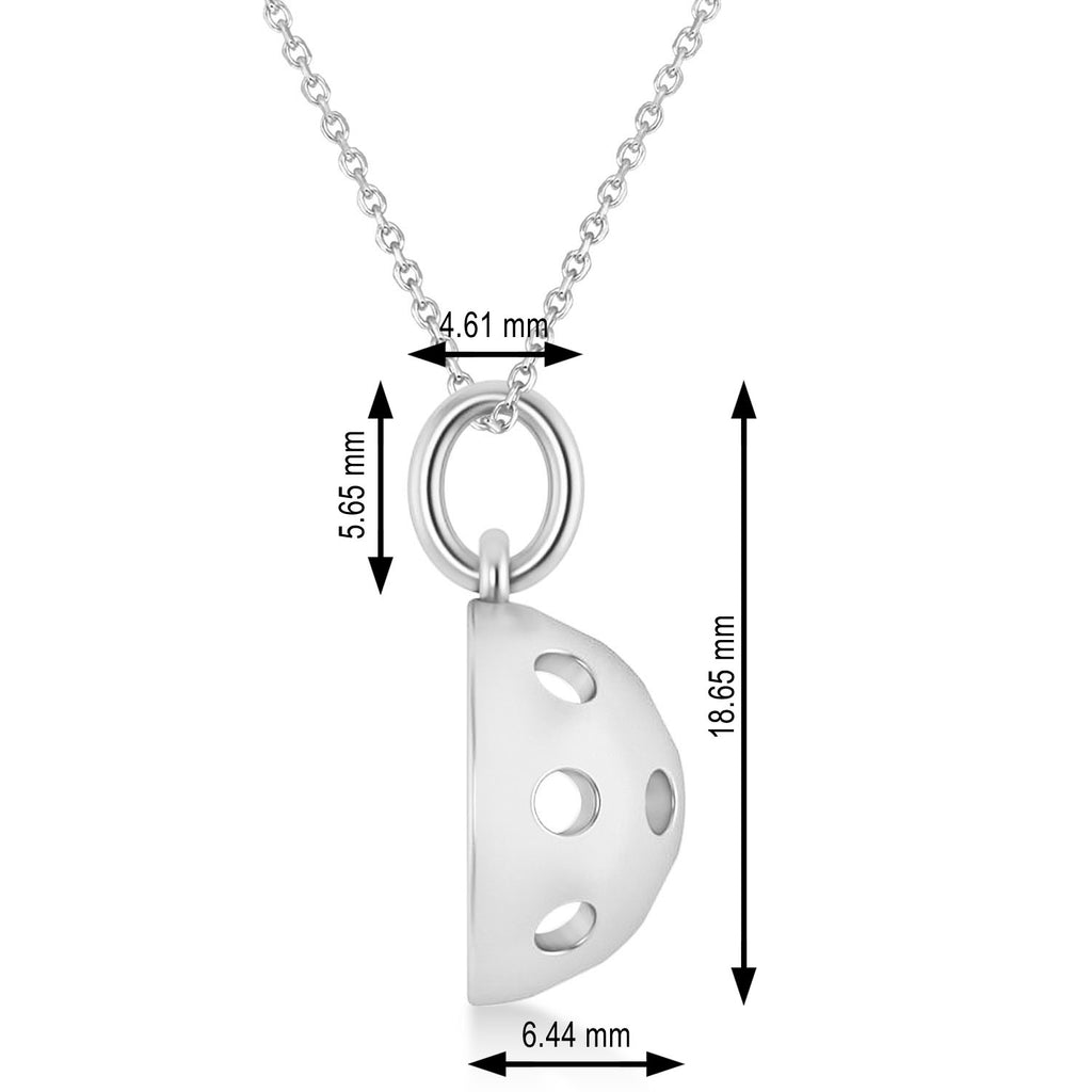 Pickleball Pendant Necklace 14k White Gold