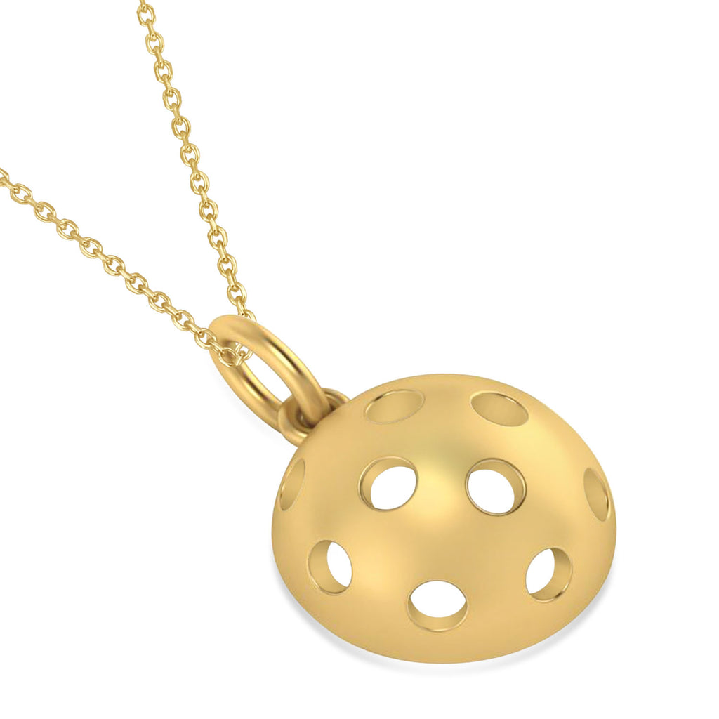 Pickleball Pendant Necklace 14k Yellow Gold