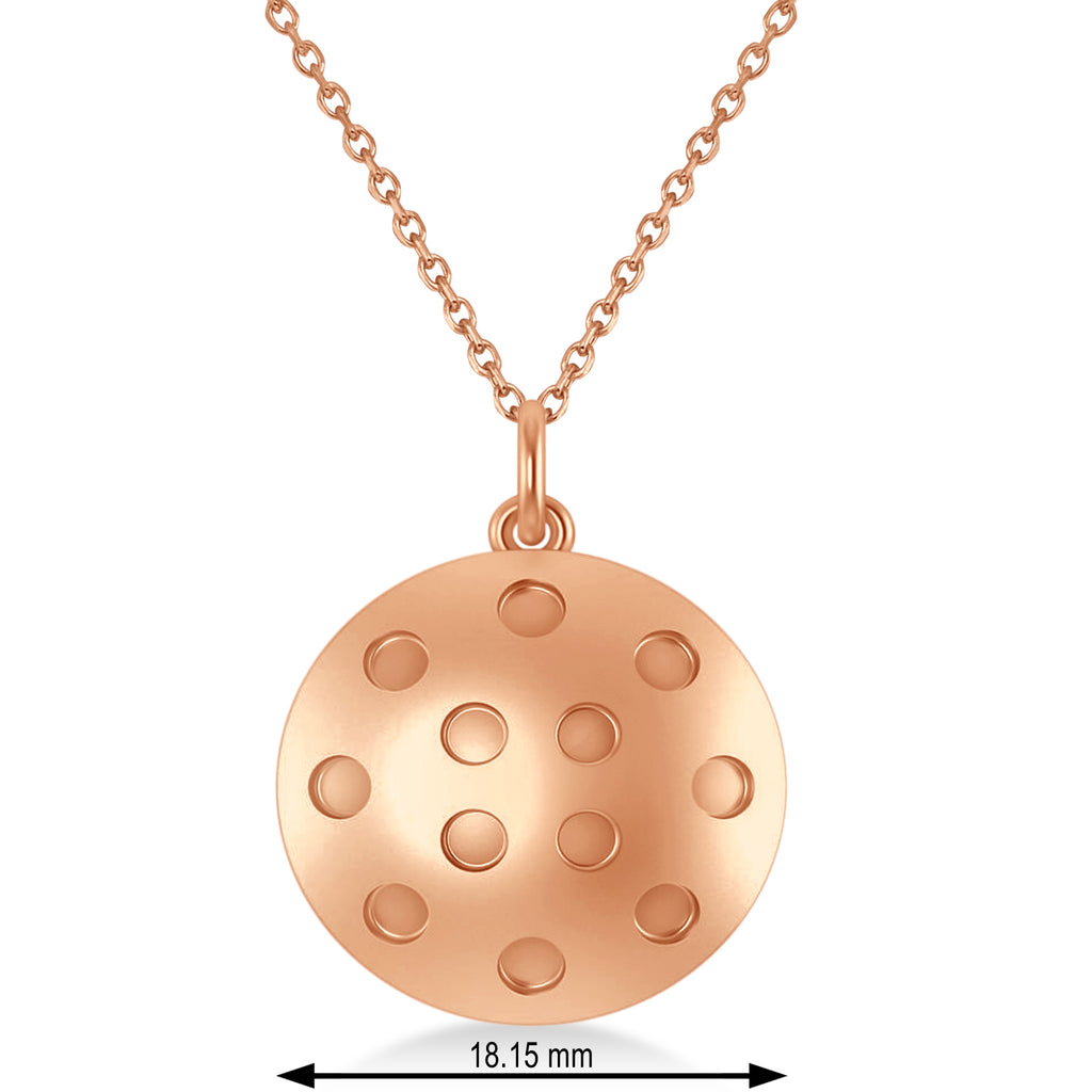 Large Pickleball Pendant Necklace 14k Rose Gold