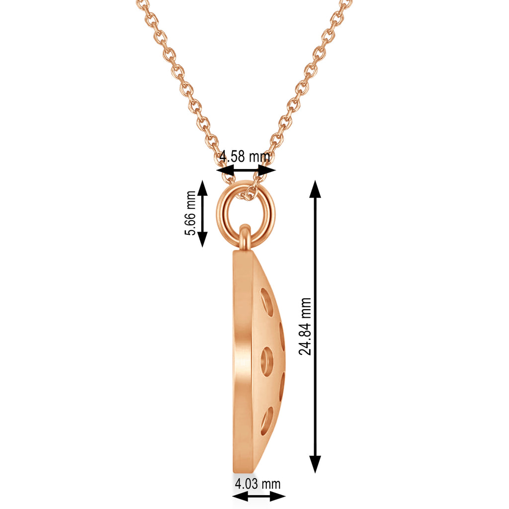Large Pickleball Pendant Necklace 14k Rose Gold