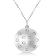 Large Pickleball Pendant Necklace 14k White Gold