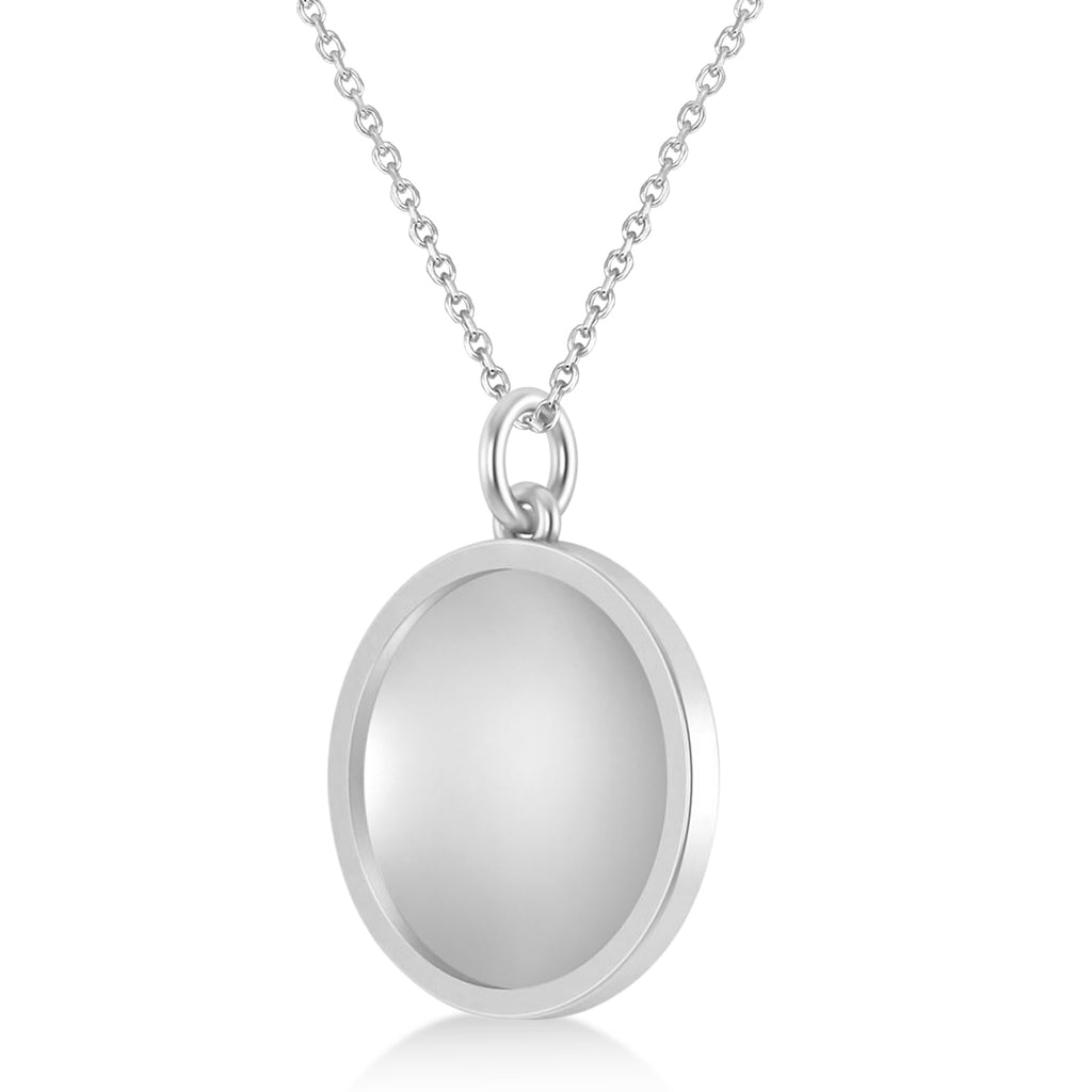 Large Pickleball Pendant Necklace 14k White Gold