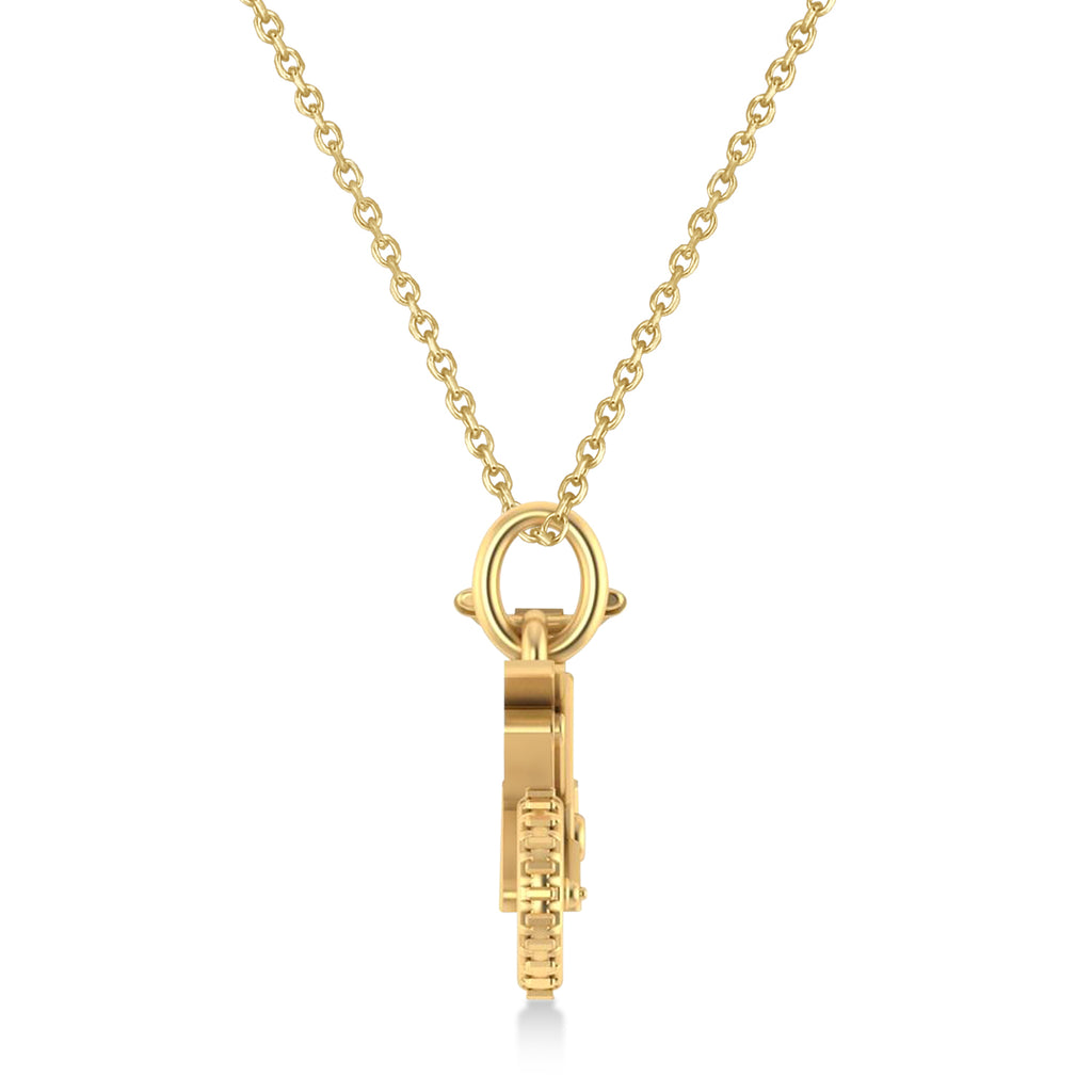 Motorcycle Charm Men's Pendant Necklace 14K Yellow Gold