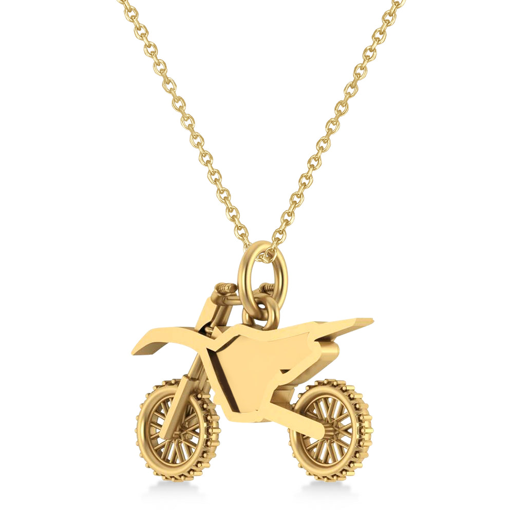 Motorcycle Charm Men's Pendant Necklace 14K Yellow Gold