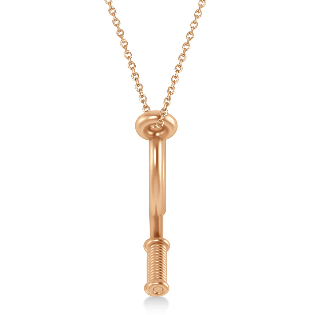 Double Tennis Racket Charm Pendant Necklace 14K Rose Gold