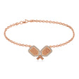 Diamond Dual Pickleball Paddles Bracelet in 14K Rose Gold (0.25ct)