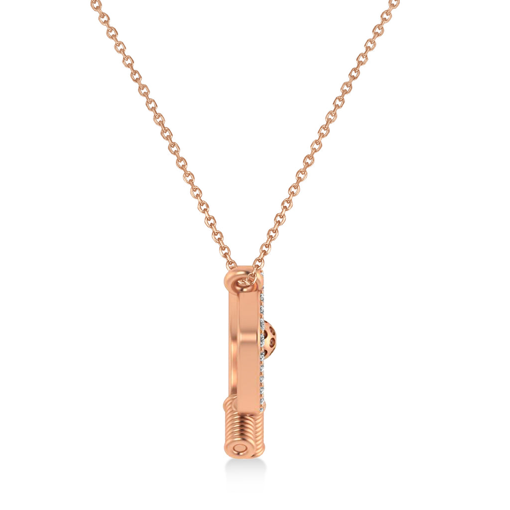Diamond Dual Pickleball Paddles Pendant Necklace 14K Rose Gold (0.25ct)