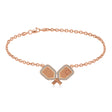 Diamond Dual Pickleball Paddles Bracelet in 18K Rose Gold (0.25ct)