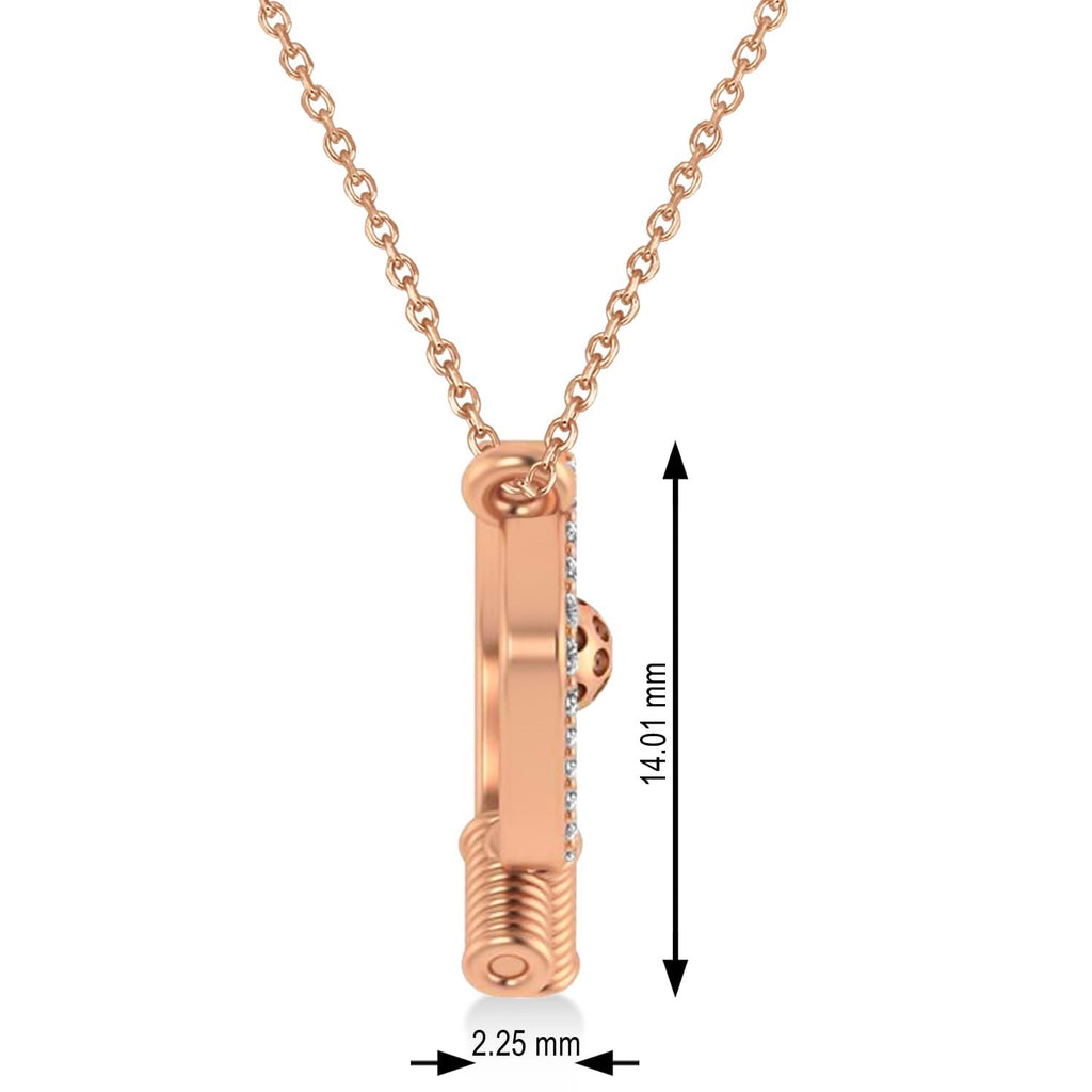 Diamond Dual Pickleball Paddles Pendant Necklace 18K Rose Gold (0.25ct)
