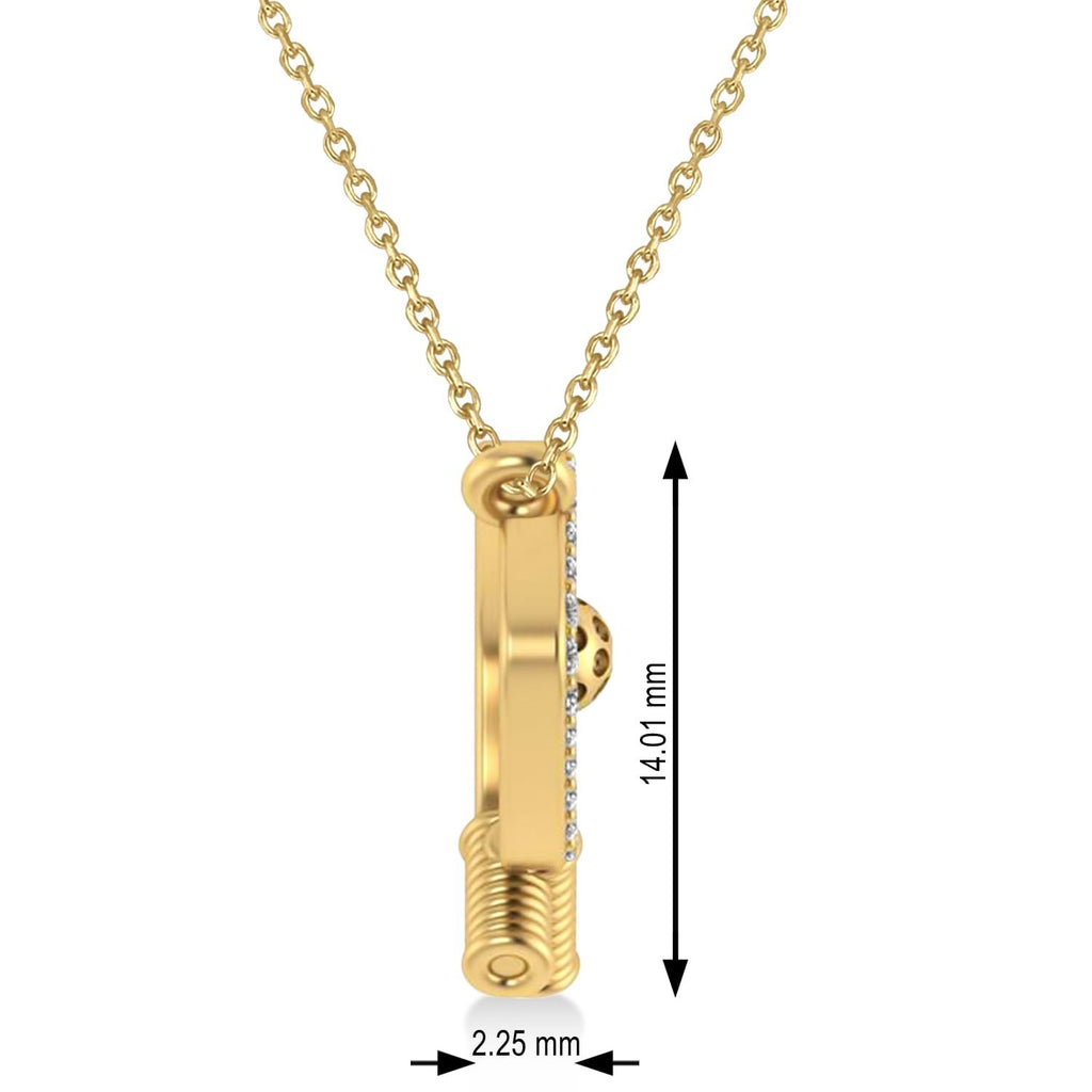Diamond Dual Pickleball Paddles Pendant Necklace 18K Yellow Gold (0.25ct)