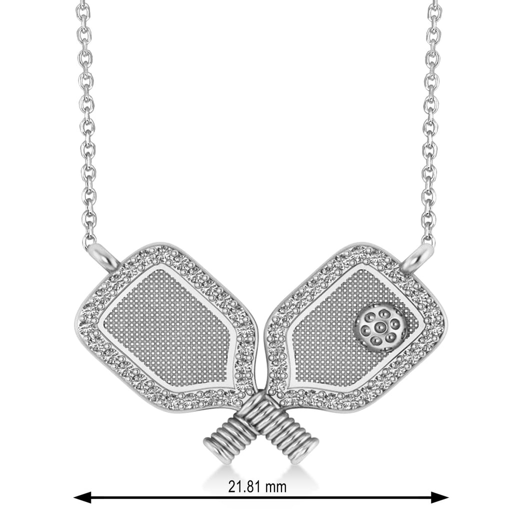 Diamond Dual Pickleball Paddles Pendant Necklace in Sterling Silver (0.25ct)