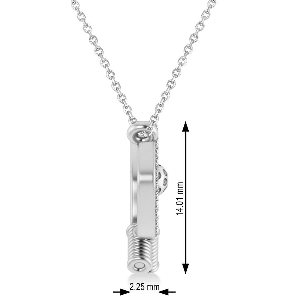 Diamond Dual Pickleball Paddles Pendant Necklace in Sterling Silver (0.25ct)