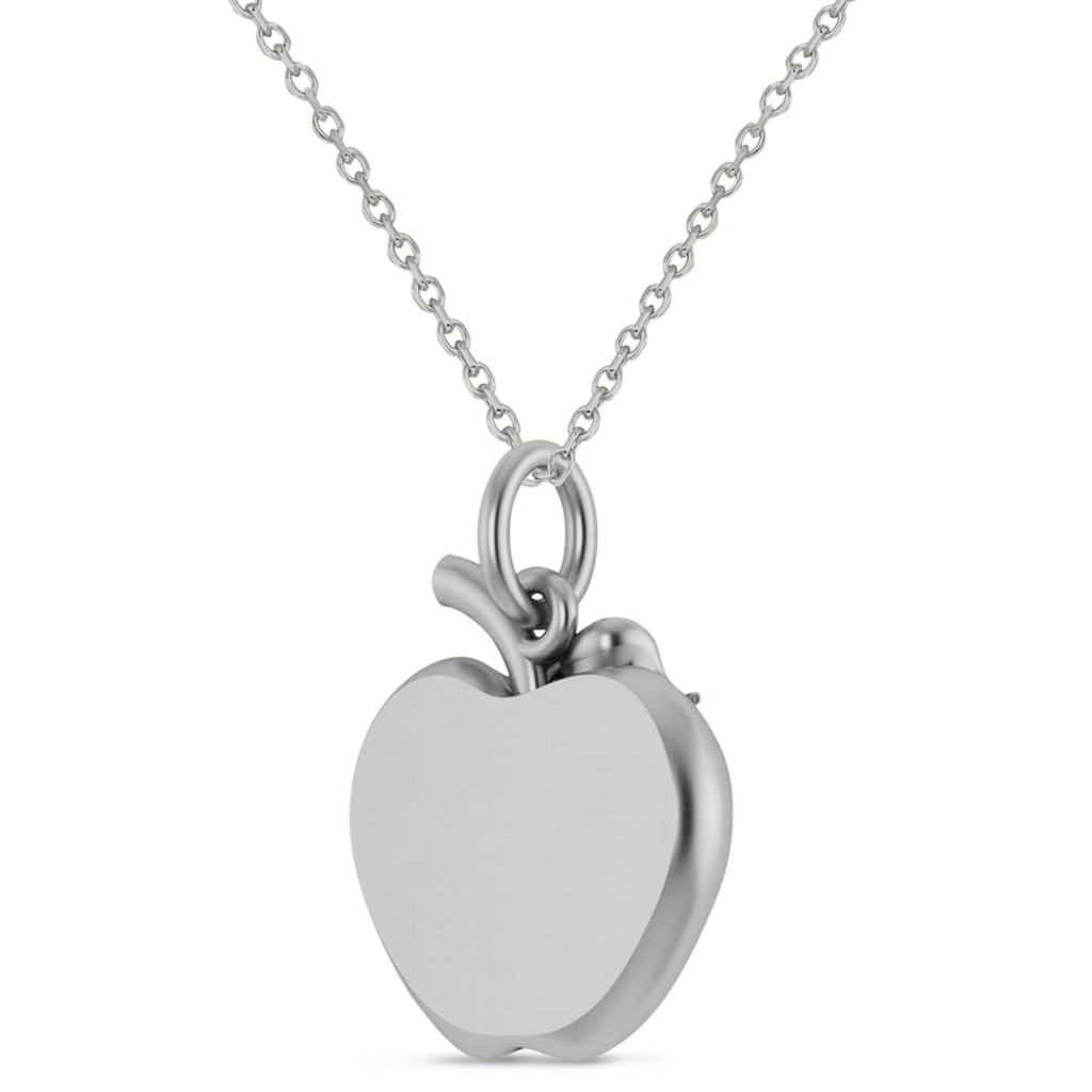 Apple Charm Pendant Necklace 14K White Gold