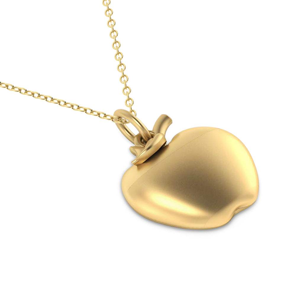 Apple Charm Pendant Necklace 14K Yellow Gold