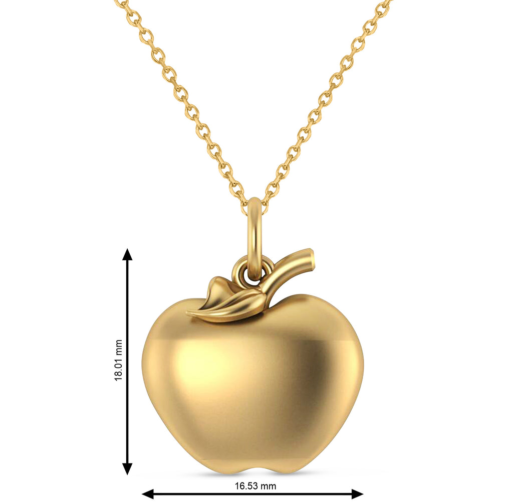 Apple Charm Pendant Necklace 14K Yellow Gold