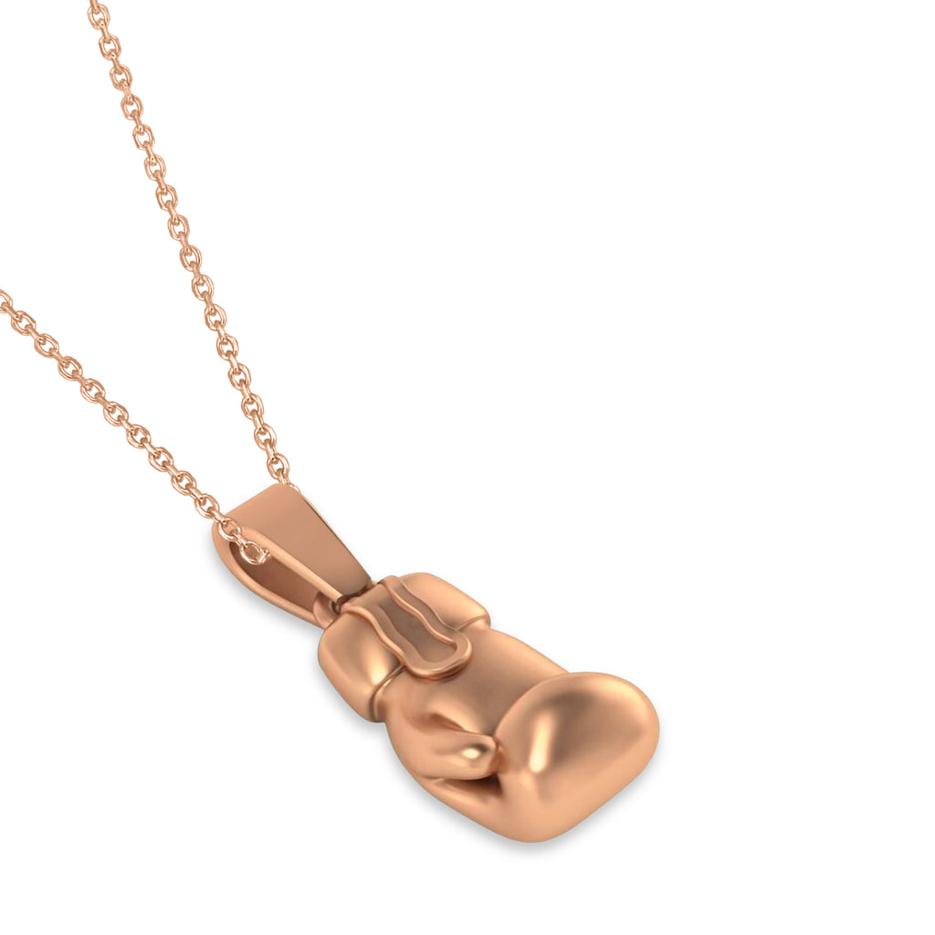 Boxing Glove Charm Men's Pendant Necklace 14K Rose Gold