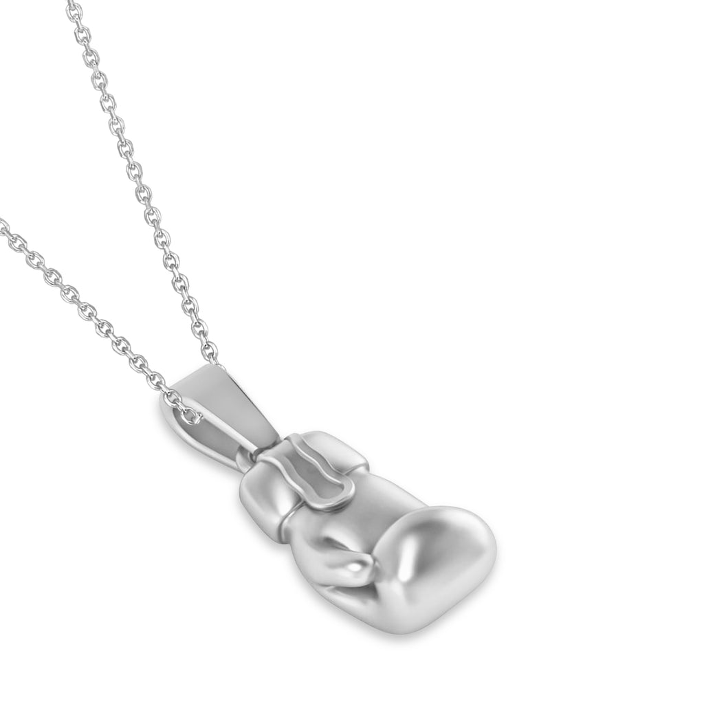 Boxing Glove Charm Men's Pendant Necklace 14K White Gold