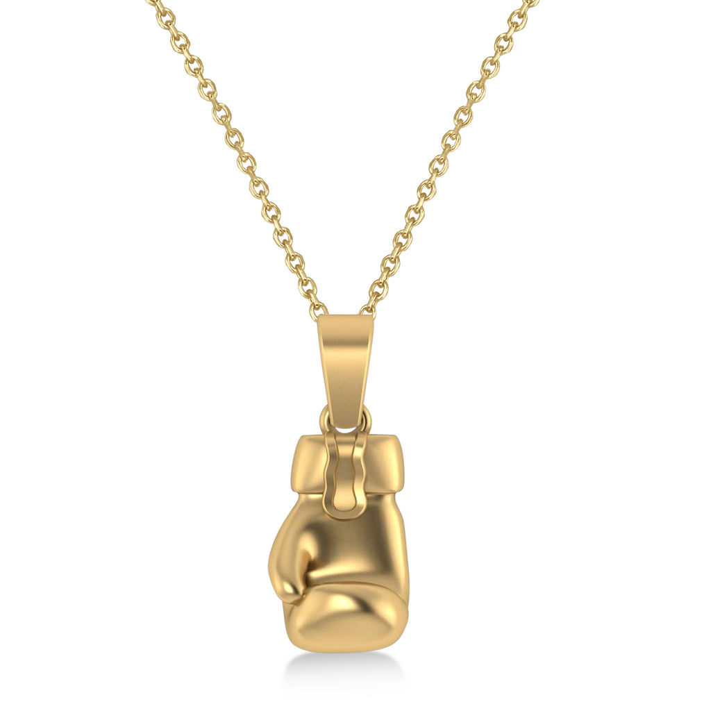 Boxing Glove Charm Men's Pendant Necklace 14K Yellow Gold