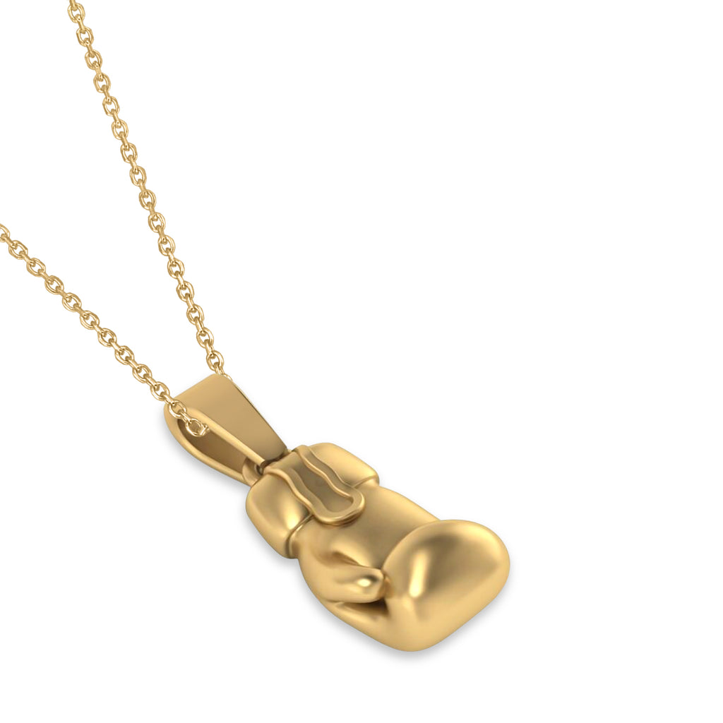 Boxing Glove Charm Men's Pendant Necklace 14K Yellow Gold