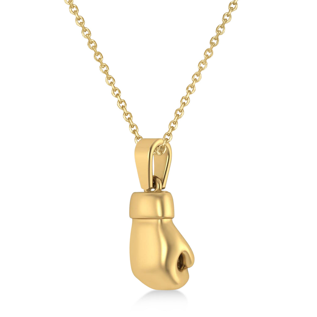 Boxing Glove Charm Men's Pendant Necklace 14K Yellow Gold