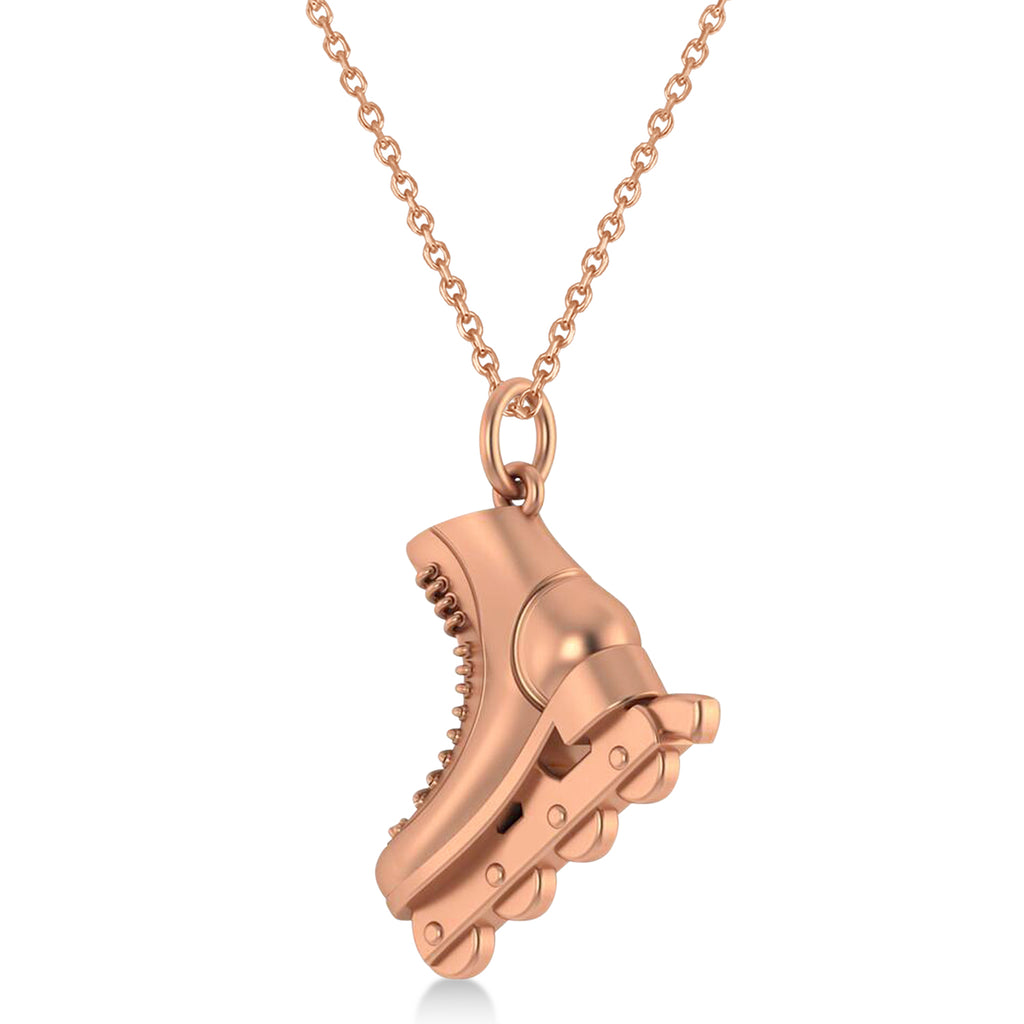 Diamond Accented Rollerblade Pendant Necklace 14K Rose Gold (0.15ct)