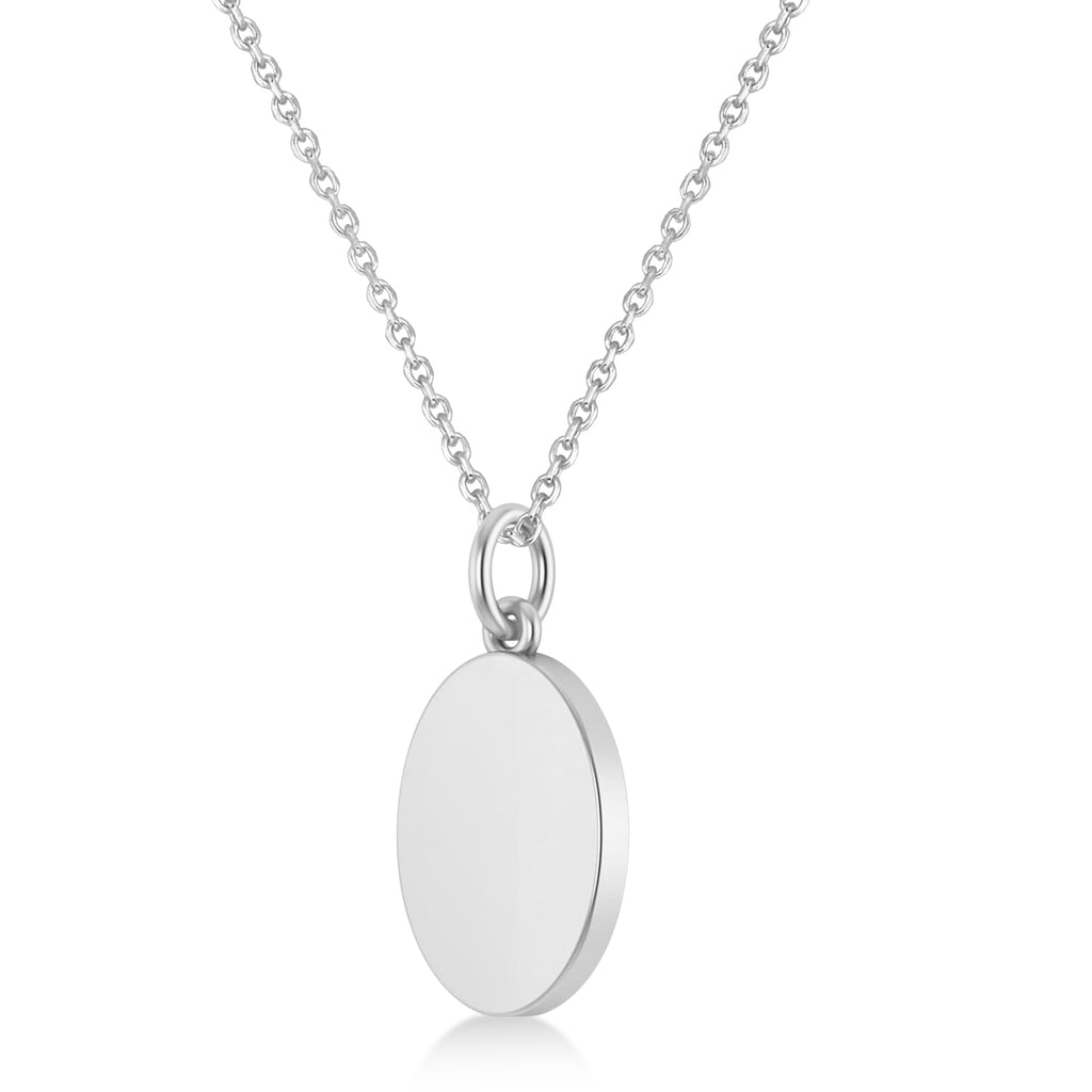 Bowling Disc Charm Men's Pendant Necklace 14K White Gold
