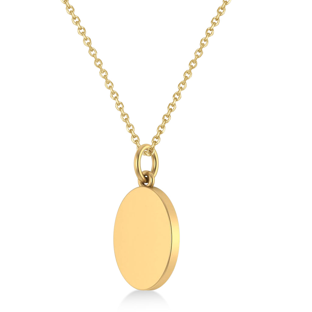 Bowling Disc Charm Men's Pendant Necklace 14K Yellow Gold