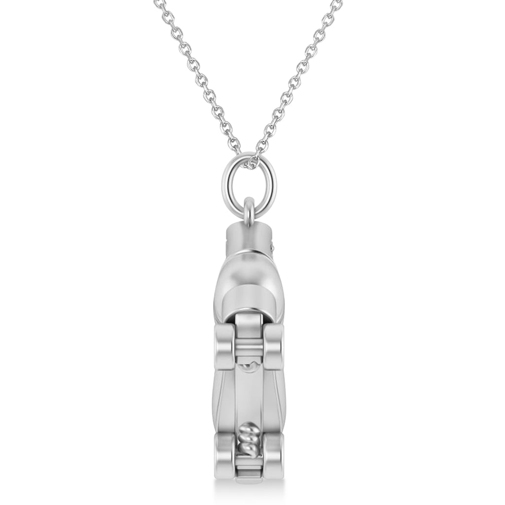 Diamond Accented Roller Skate Pendant Necklace 14K White Gold (0.15ct)