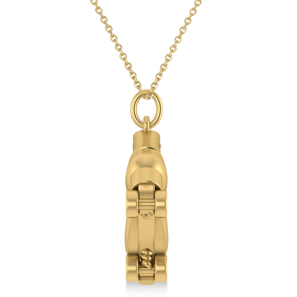 Diamond Accented Roller Skate Pendant Necklace 14K Yellow Gold (0.15ct)