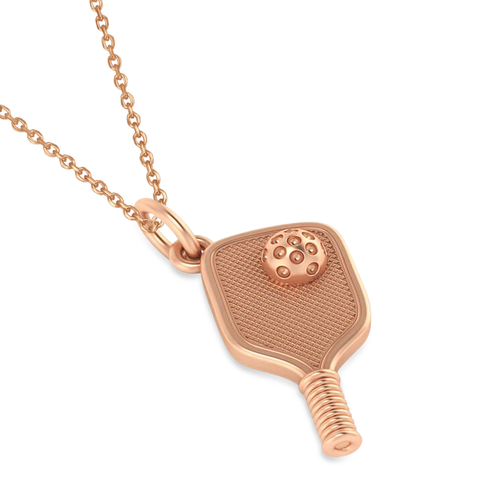Large Pickleball Paddle Pendant Necklace 14k Rose Gold