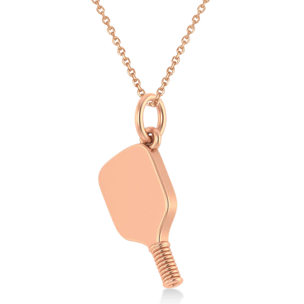 Large Pickleball Paddle Pendant Necklace 14k Rose Gold