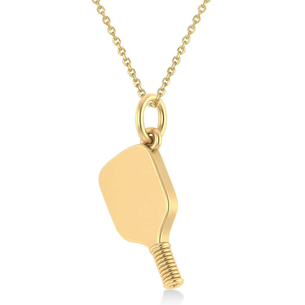 Large Pickleball Paddle Pendant Necklace 14k Yellow Gold