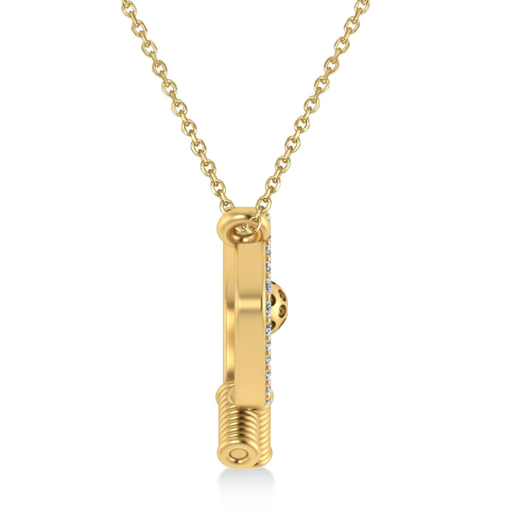 Diamond Large Dual Pickleball Paddle Pendant Necklace 14K Yellow Gold (0.50ct)