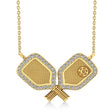 Diamond Large Dual Pickleball Paddle Pendant Necklace 18K Yellow Gold (0.50ct)