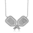 Diamond Large Dual Pickleball Paddle Pendant Necklace in Sterling Silver (0.50ct)