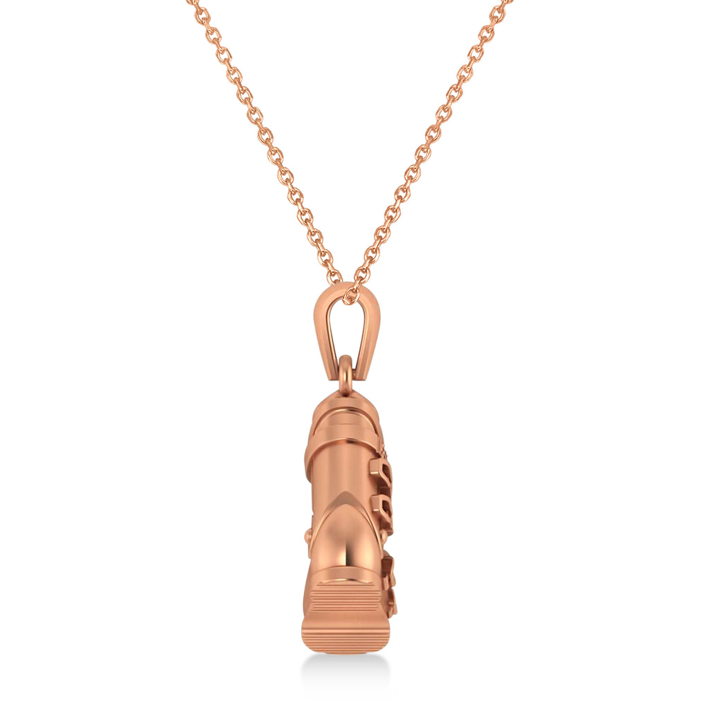 Ski Boot Charm Pendant Necklace 14K Rose Gold