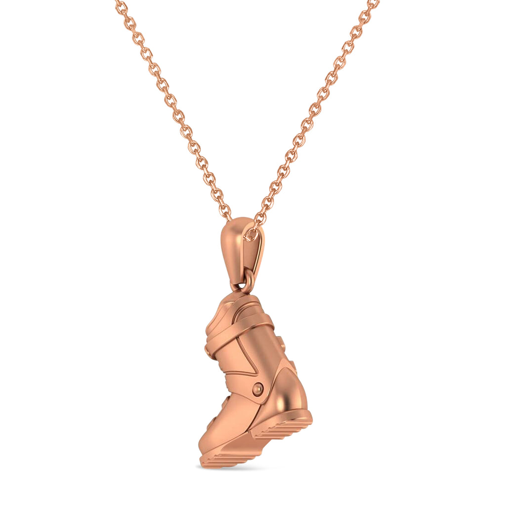 Ski Boot Charm Pendant Necklace 14K Rose Gold