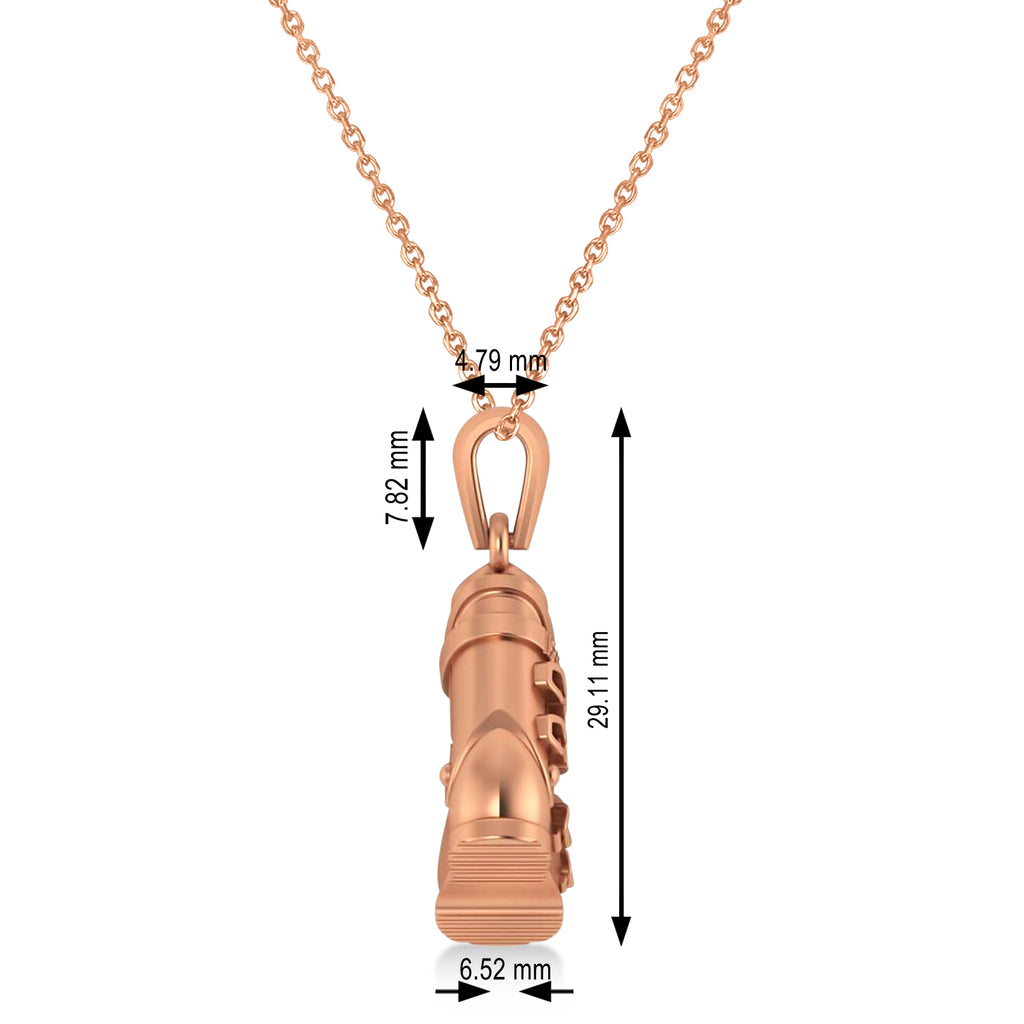 Ski Boot Charm Pendant Necklace 14K Rose Gold